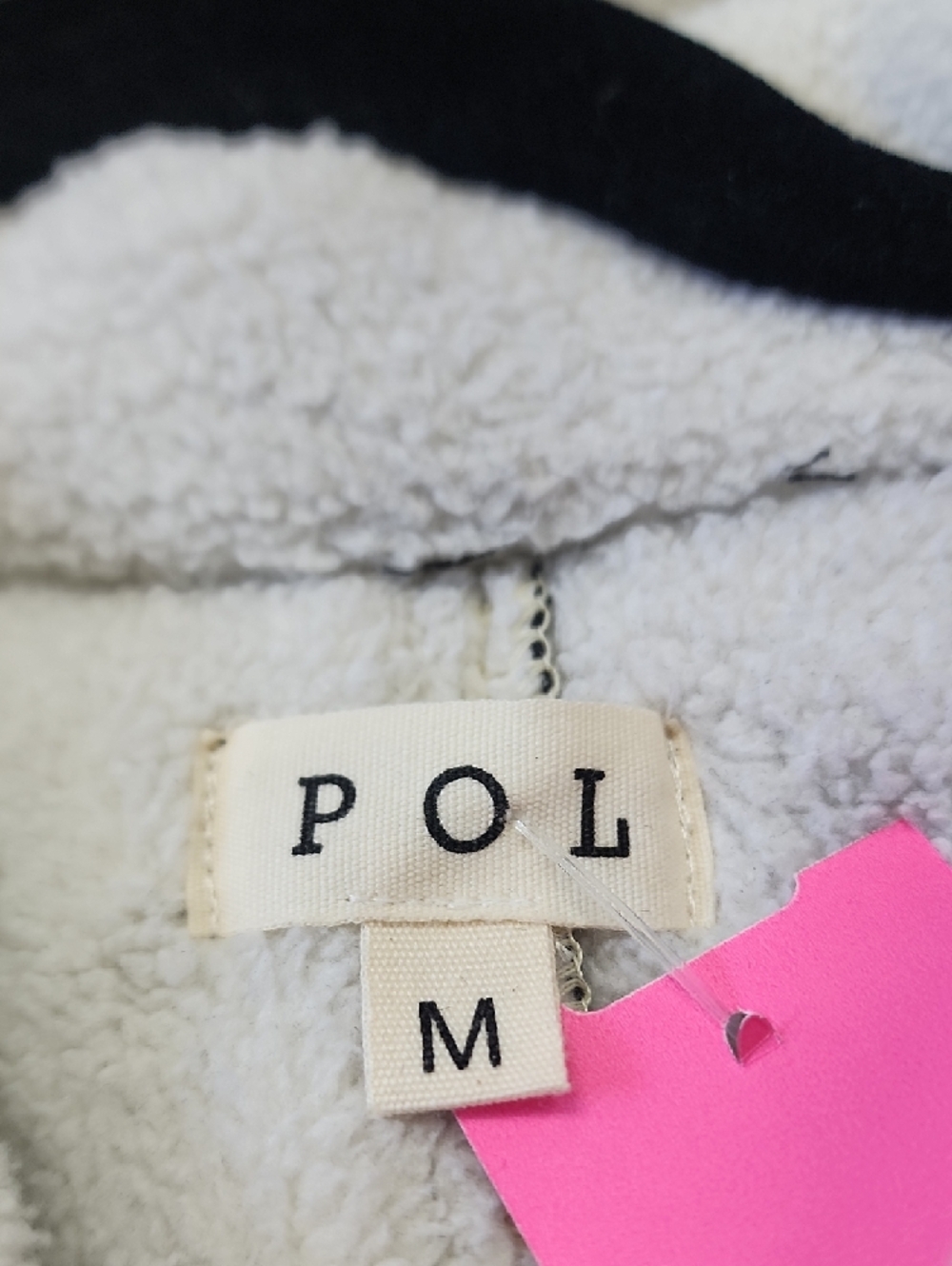 POL Cream and Black Sherpa Jacket with Pink Tag - Picture 3 of 4